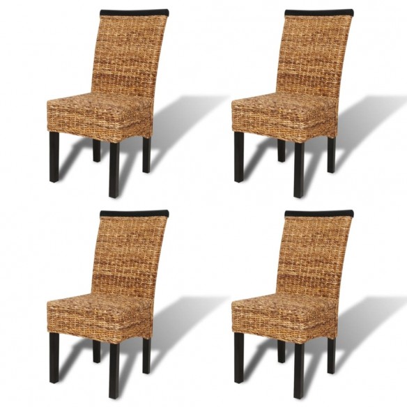 Chaises à manger lot de 4 bois solide de manguier et abaca
