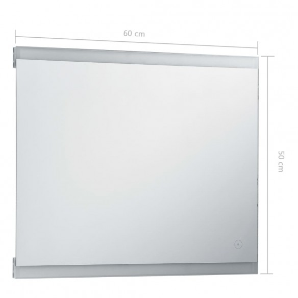 Miroir mural à LED de salle de bain et capteur tactile 60x50 cm