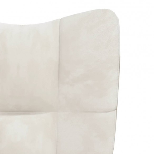 Chaise de relaxation avec repose-pied Blanc crème Velours