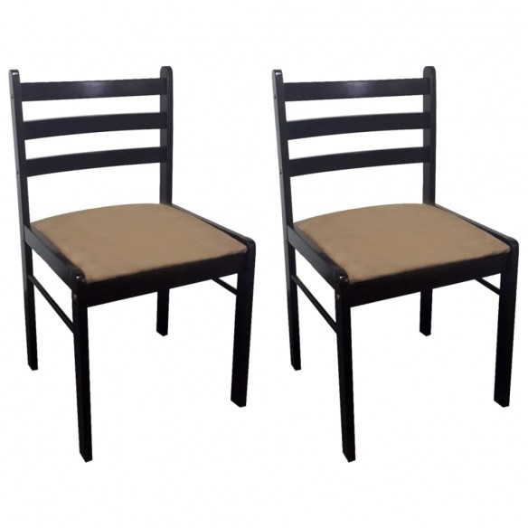 Chaises à manger lot de 2 marron hévéa solide et velours