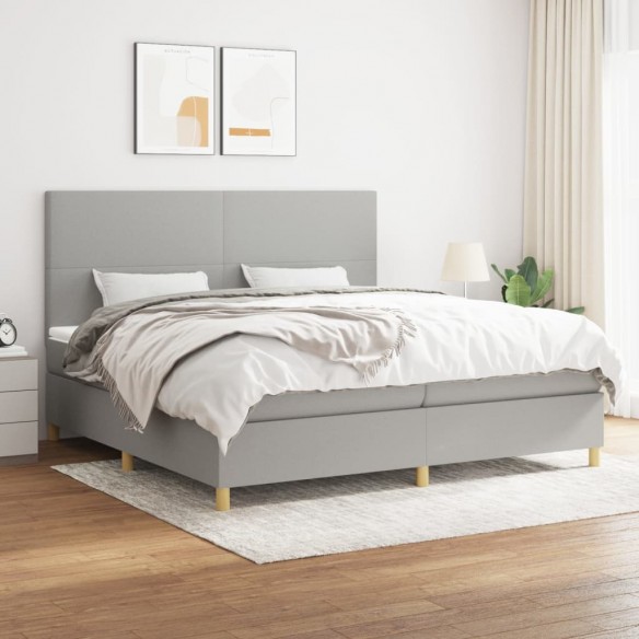 Cadre de lit avec matelas Gris clair 200x200cm Tissu