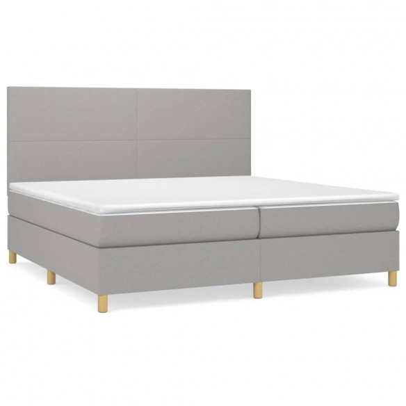 Sommier à lattes de lit avec matelas Gris clair 200x200cm Tissu