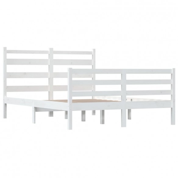 Cadre de lit Bois de pin massif 140x200 cm Blanc