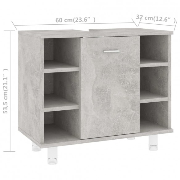 Armoire de salle de bain Gris béton 60x32x53,5 cm Aggloméré