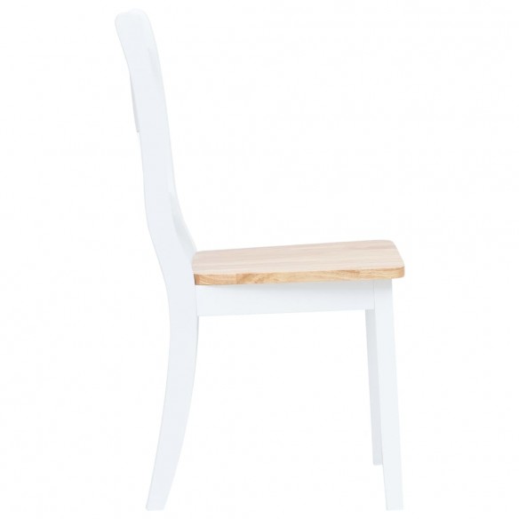 Chaises à manger lot de 2 blanc et bois clair bois hévéa massif