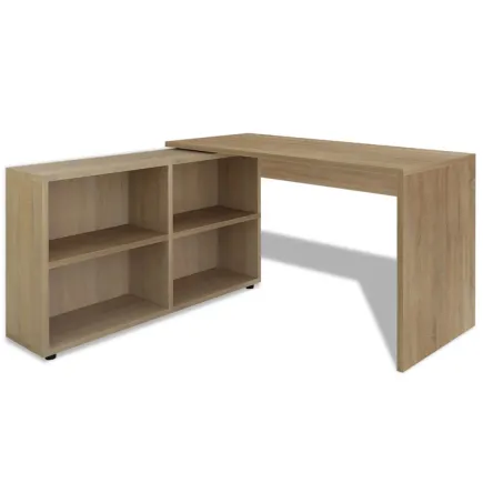 Bureau d'angle 4 étagères chêne 2