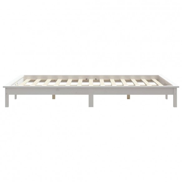 Cadre de lit blanc 180x200 cm Super King bois de pin massif