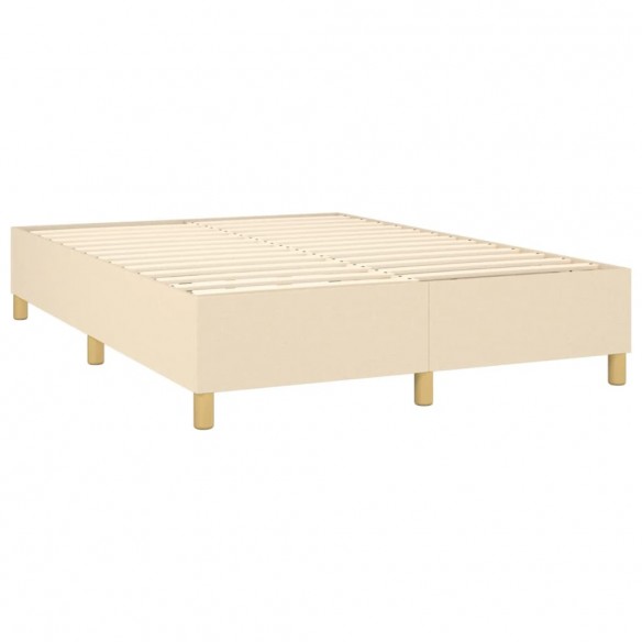 Sommier à lattes de lit et matelas et LED Crème 140x190cm Tissu