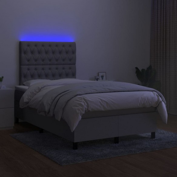Sommier à lattes de lit et matelas et LED Gris clair 120x200 cm