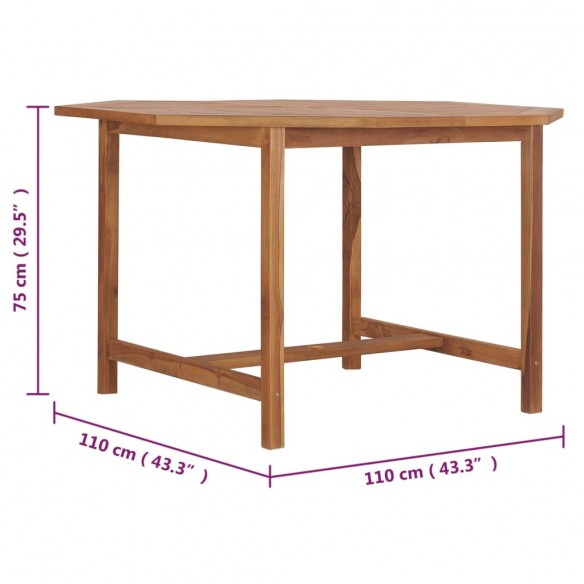 Table à dîner de jardin 110x110x75 cm Bois massif de teck