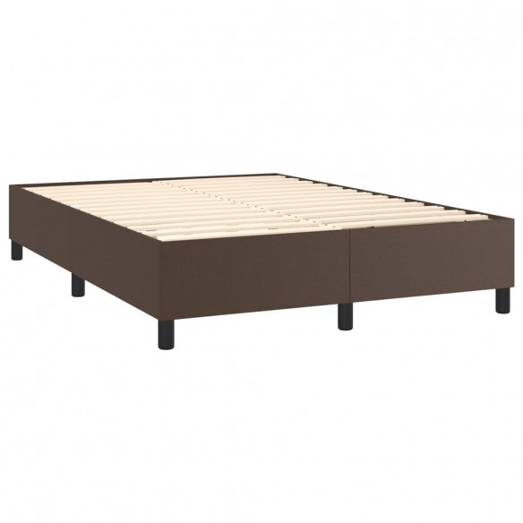 Cadre de lit matelas LED Marron 140x200cm Similicuir