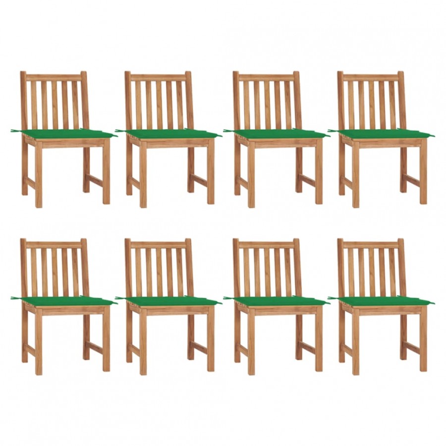 Chaises de jardin 8 pcs avec coussins Bois de teck massif