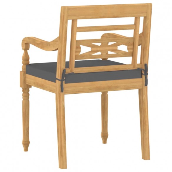 Chaises Batavia 4 pcs avec coussins Bois de teck solide