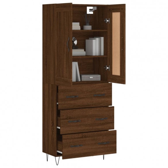 Buffet haut Chêne marron 69,5x34x180 cm Bois d'ingénierie