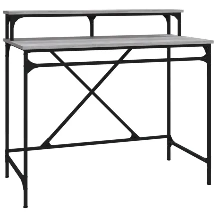 Bureau sonoma gris 100x50x90 cm bois d'ingénierie et fer 2