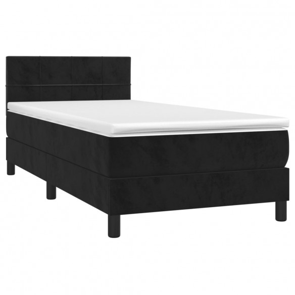 Cadre de lit avec matelas Noir 90x190 cm Velours