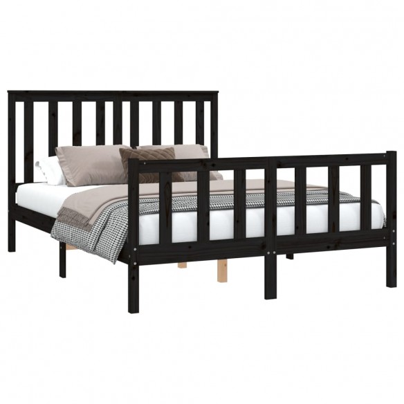 Cadre de lit avec tête de lit noir 120x200 cm bois pin massif