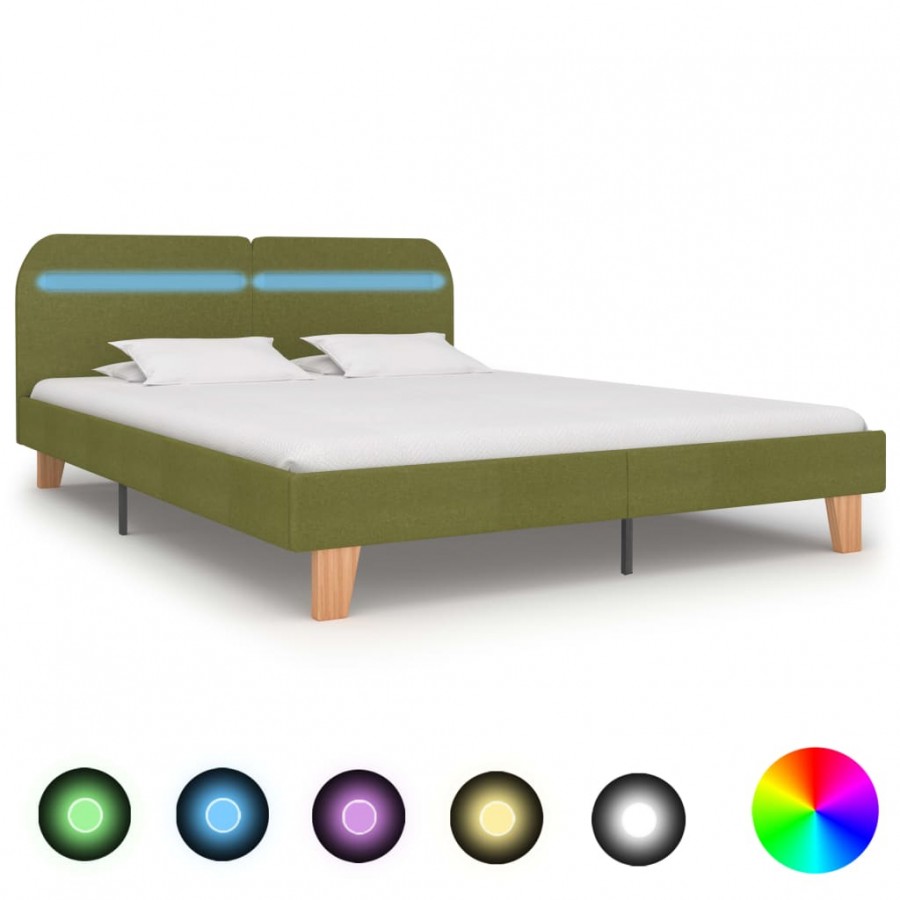 Cadre de lit avec LED Vert Tissu 180 x 200 cm