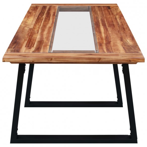 Table de salle à manger 180x90x75 cm Bois d'acacia et verre