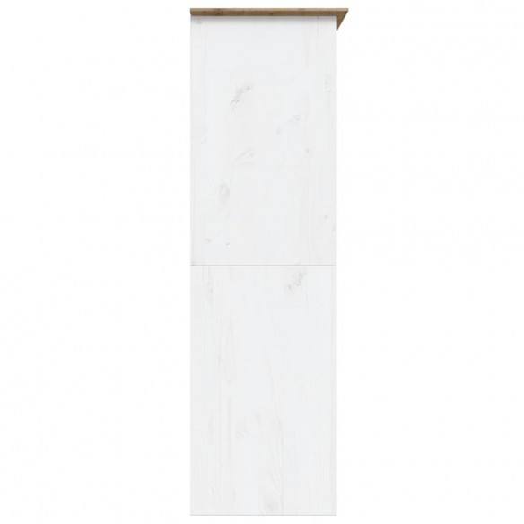Garde-robe BODO blanc marron 151,5x52x176,5 cm bois massif pin