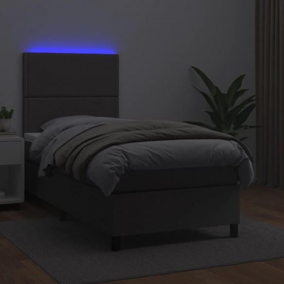 Sommier à lattes de lit avec matelas et LED Gris 100x200 cm