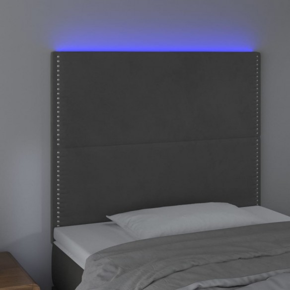 Tête de lit à LED Gris foncé 100x5x118/128 cm Velours