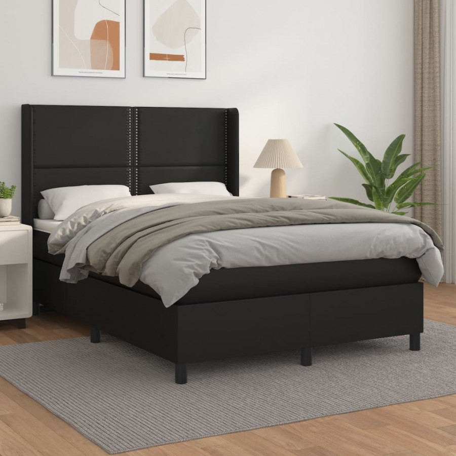 Cadre de lit avec matelas Noir 140x190 cm Similicuir