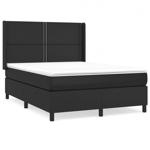 Cadre de lit avec matelas Noir 140x190 cm Similicuir