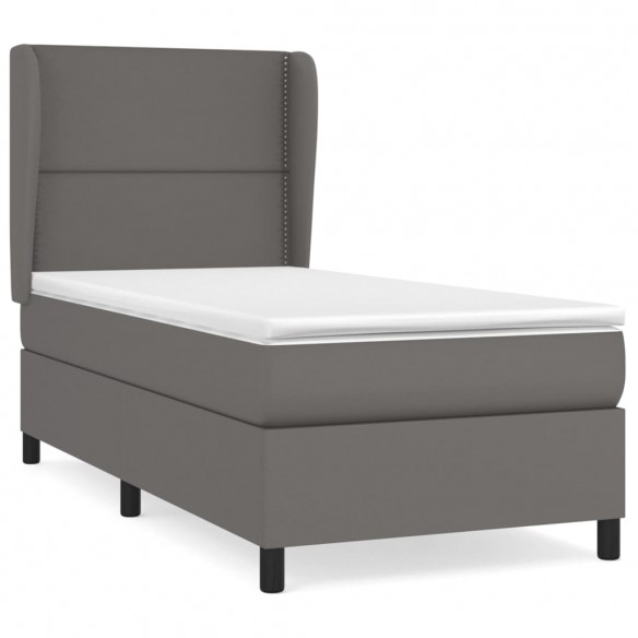 Cadre de lit avec matelas Gris 90x190 cm Similicuir