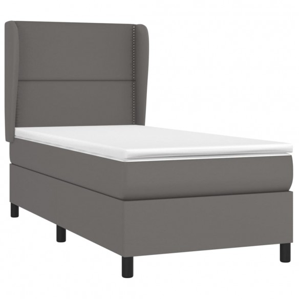 Cadre de lit avec matelas Gris 90x190 cm Similicuir