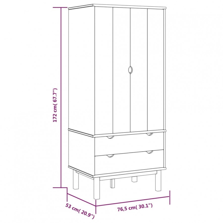 Garde-robe OTTA 76,5x53x172 cm Bois massif de pin