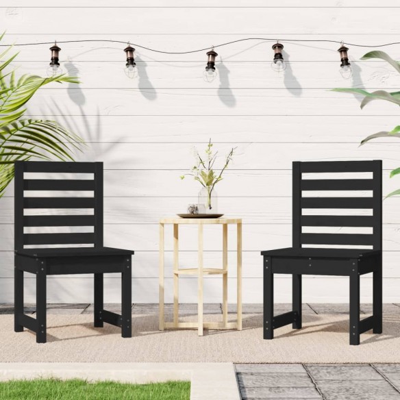 Chaises de jardin 2 pcs noir 40,5x48x91,5 cm bois massif de pin