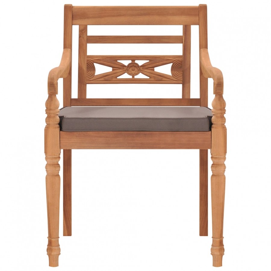 Chaises Batavia 2 pcs avec coussins gris foncé Bois de teck