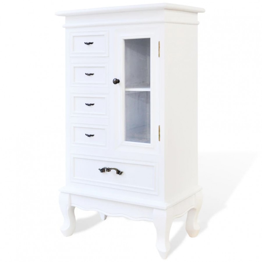 Armoire avec 5 tiroirs et 2 étagères Blanc