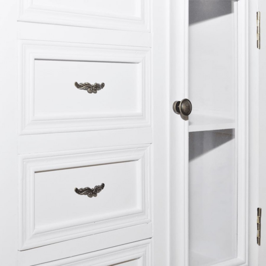 Armoire avec 5 tiroirs et 2 étagères Blanc