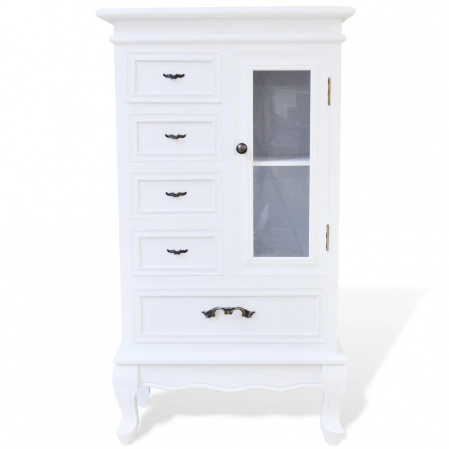 Armoire avec 5 tiroirs et 2 étagères Blanc