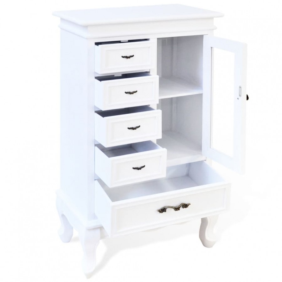 Armoire avec 5 tiroirs et 2 étagères Blanc