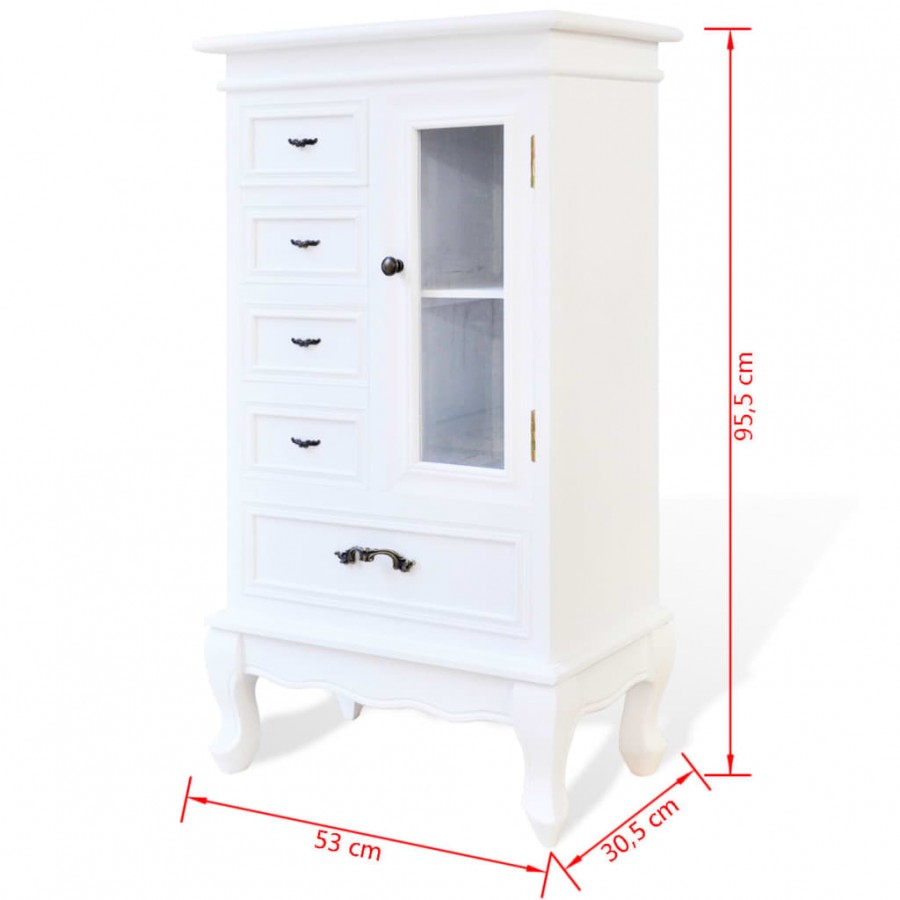 Armoire avec 5 tiroirs et 2 étagères Blanc