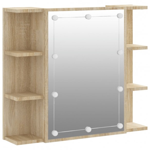 Armoire à miroir avec LED Chêne sonoma 70x16,5x60 cm