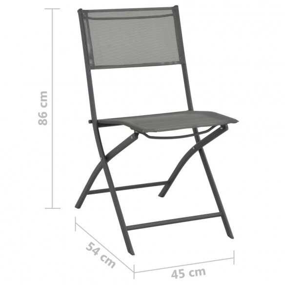 Chaises de jardin pliables 2 pcs Acier et textilène