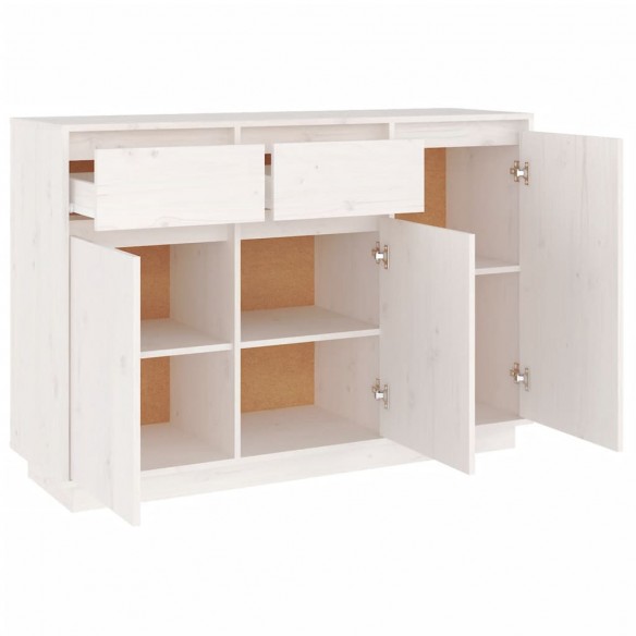 Buffet blanc 110x34x75 cm bois massif de pin