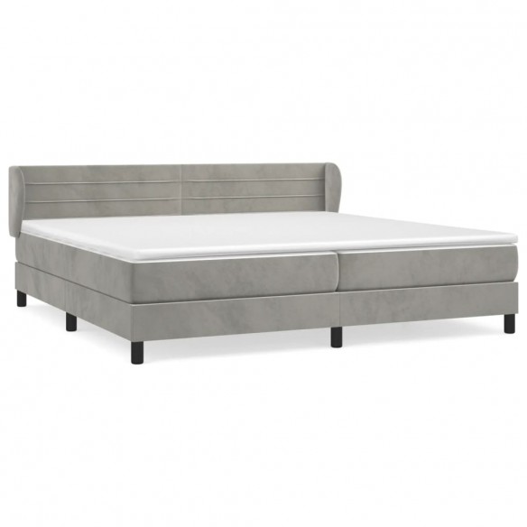 Cadre de lit et matelas Gris clair 200x200cm Velours