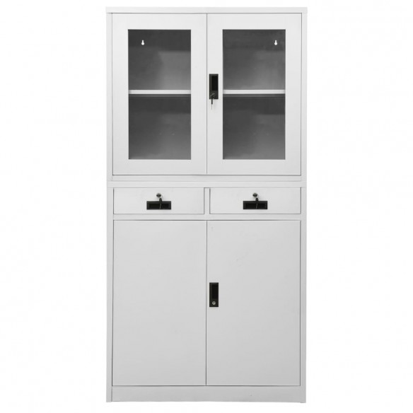 Armoire de bureau Gris clair 90x40x180 cm Acier et verre trempé