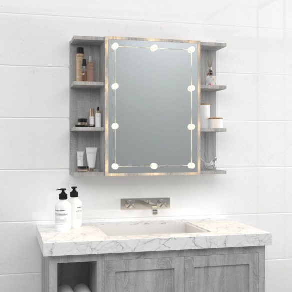 Armoire à miroir avec LED Sonoma gris 70x16,5x60 cm