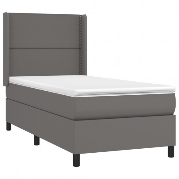 Sommier à lattes de lit matelas LED Gris 80x200 cm Similicuir