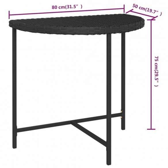 Table de jardin Noir 80x50x75 cm Résine tressée