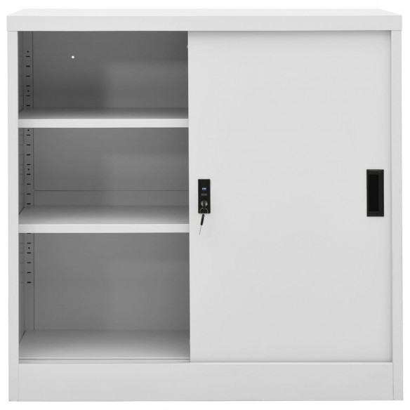 Armoire de bureau porte coulissante Gris clair 90x40x90cm Acier