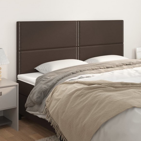 Têtes de lit 4 pcs Marron 100x5x78/88 cm Similicuir