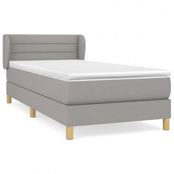 Cadre de lit avec matelas Gris clair 90x200 cm Tissu