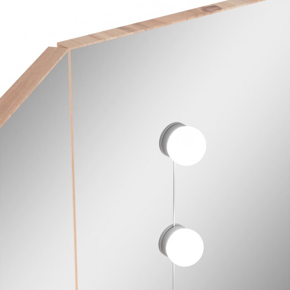 Coiffeuse d'angle avec LED Chêne 111x54x141,5 cm